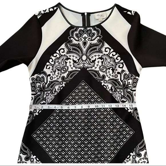 Beige by eci B&W Mixed Print Scuba Sheath Dress Size 8 - Picture 10 of 14